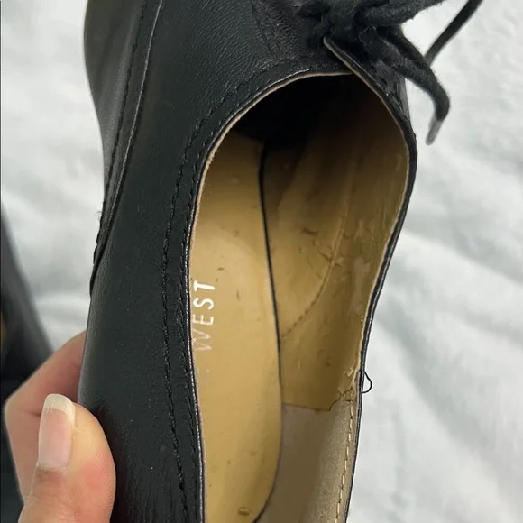 Nine West Black Leather Lace-Up Heel Oxfords 6M - Picture 6 of 8